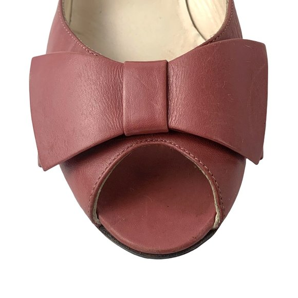 MARC JACOBS Mauve Italian Leather‎ Peep Toe Bow Accent Pumps - Picture 4 of 8